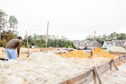 New townhome foundations under construction at Azalea Square in December 2016